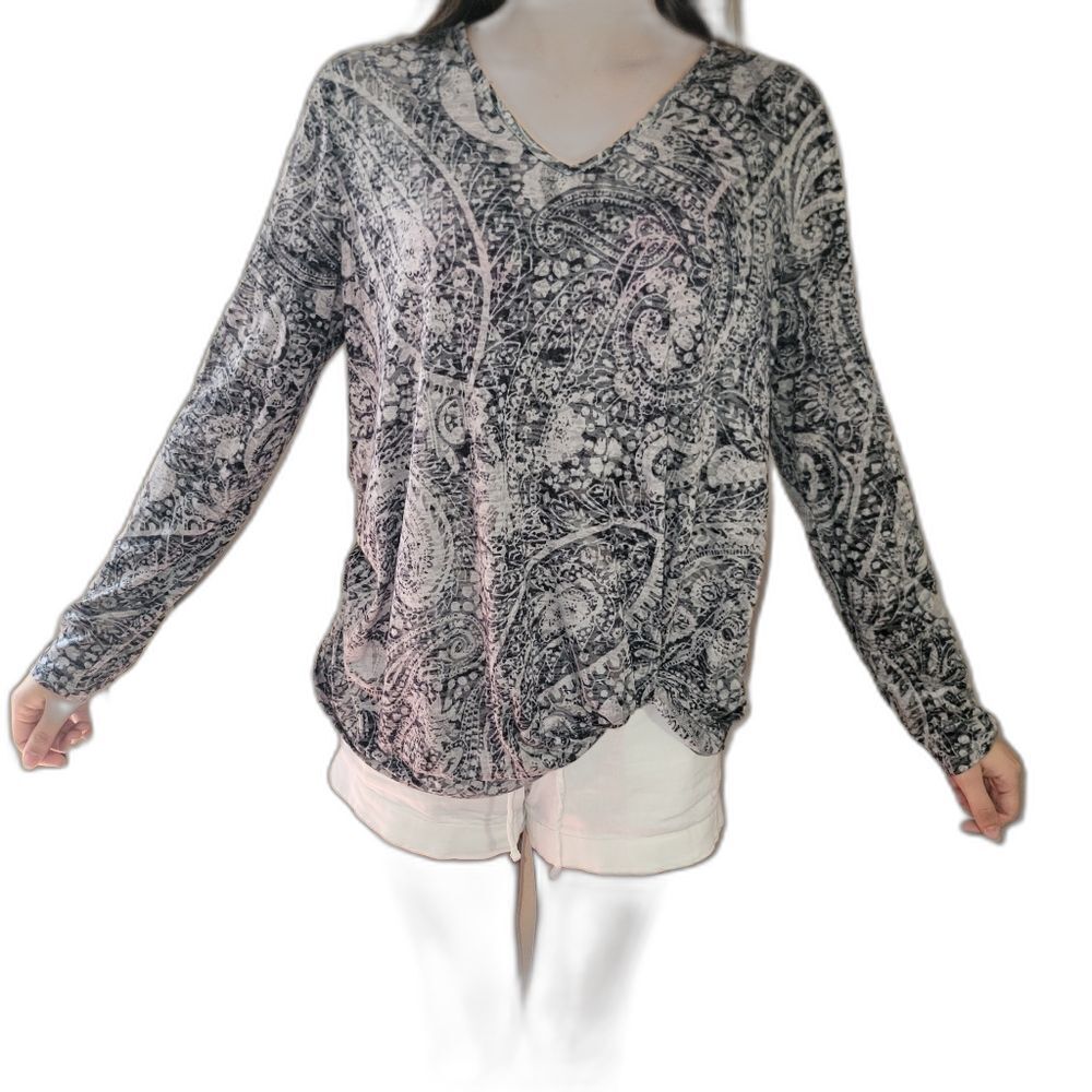 Westbound Womens Paisley Gray Black Size L Large Top Tunic